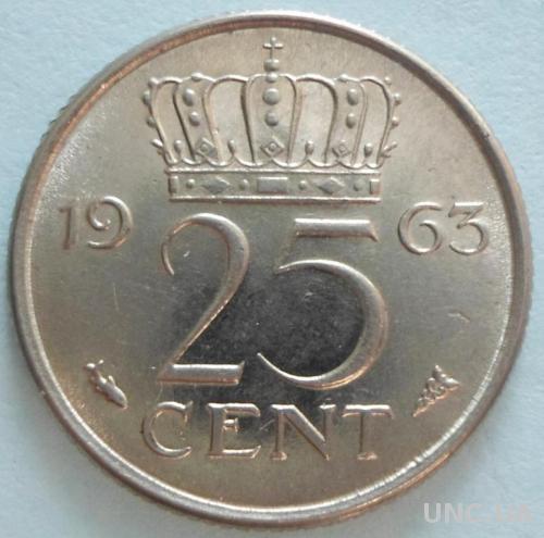 (А) Нидерланды 25 центов 1963