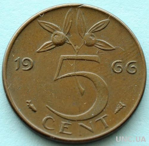 (А) Нидерланды 5 центов 1966