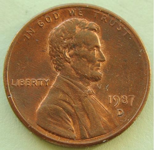 (А) США 1 цент 1987 D