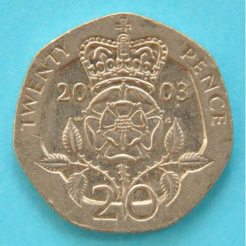 (А) Великобритания 20 пенсов 2003