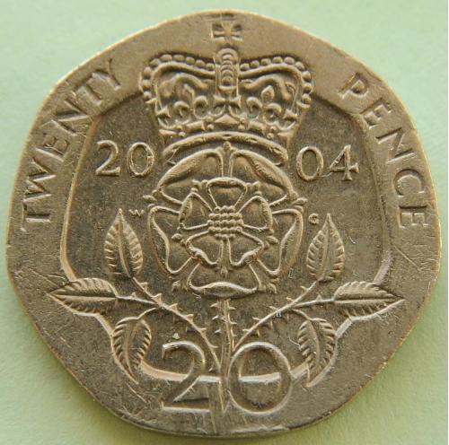 (А) Великобритания 20 пенсов 2004