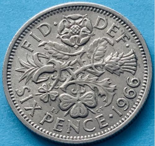 (А) Великобритания 6 пенсов 1966