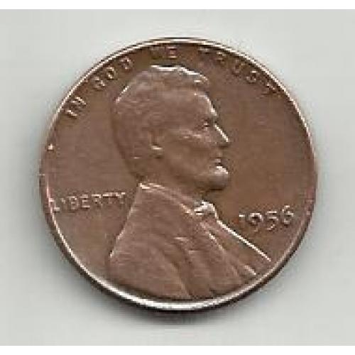 монета 1 цент США  1956
