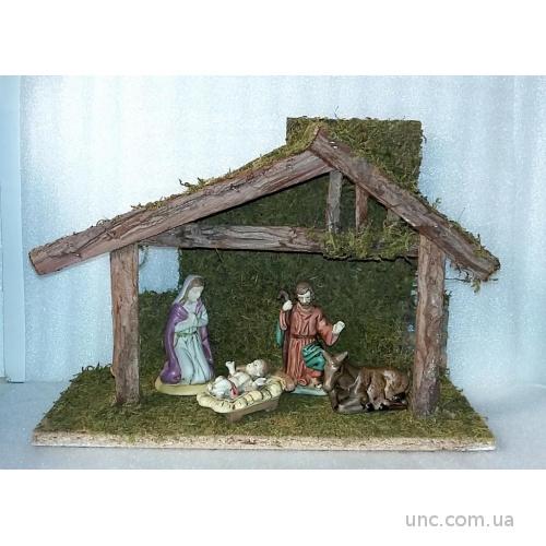 Композиция. Маленький Иисус Христос. Рождество. Дерево. Фарфор. Германия.