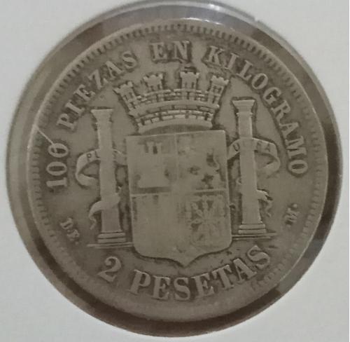 Испания 2 песети, 1870 Серебро