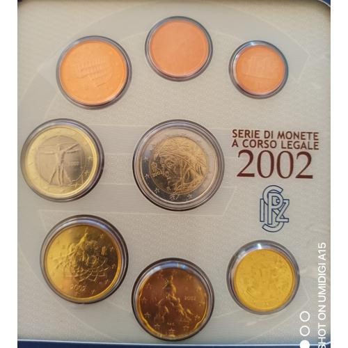 Годовой набор монет евро в 2002 году Италия, в состоянии UNC.