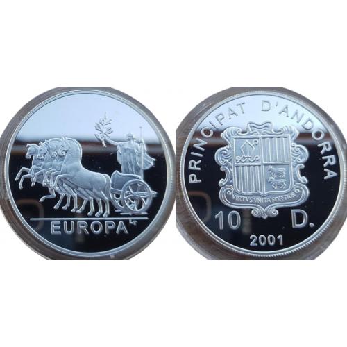 +++ 10 динар 2001 АНДОРРА = ЄВРОПА = РЕДКАЯ = СЕРЕБРО = 31,47 гр
