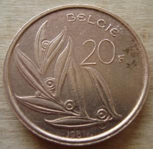 20 франків 1981 БЕЛЬГІЯ = ФЛАМАНСЬКИЙ ТИП