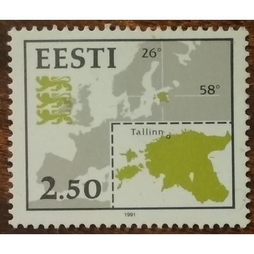 Эстония Эстонский флаг и карта 1991