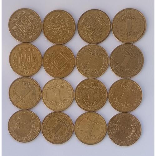 Україна 1 гривня 2001-2012, 16 штук