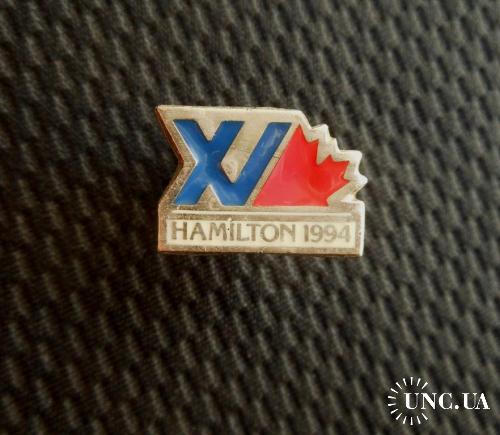 ЗНАЧОК ИНОСТРАННЫЙ КАНАДА ГАМИЛЬТОН 1994 CANADA HAMILTON 94 XV 15 ИГРЫ СОДРУЖЕСТВА ? ЦАНГА 1-й