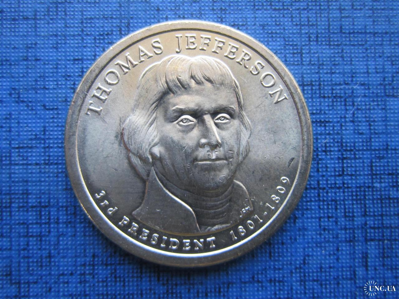 Монета 1 доллар США 2007 3-й президкнт Томас Джеферсон купить на ...