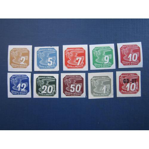10 марок Богемія та Моравія Німеччина Рейх повна серія 1939 стандарт MNH (1 крона та наддрук MH)