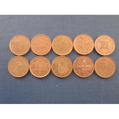 10 монет 1 евроцент разные страны одним лотом хорошее начало коллекции