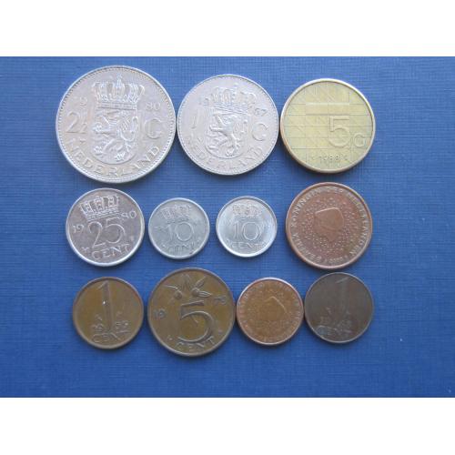11 монет Нидерланды разные одним лотом хорошее начало коллекции