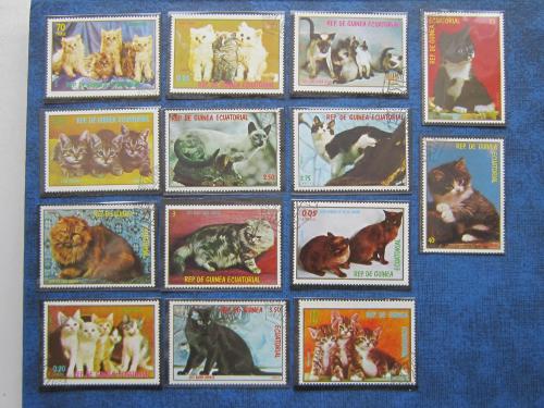 14 марок Экваториальная Гвинея фауна коты кошки гаш