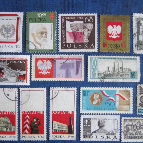 15 марок Польша  разные темы как есть гаш.