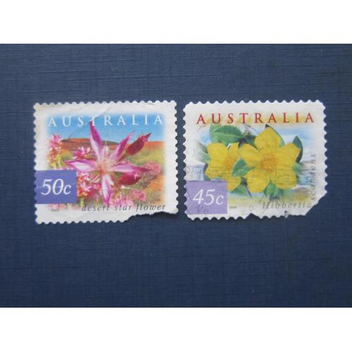 2 марки Австралия 1999-2002 флора цветы гаш как есть