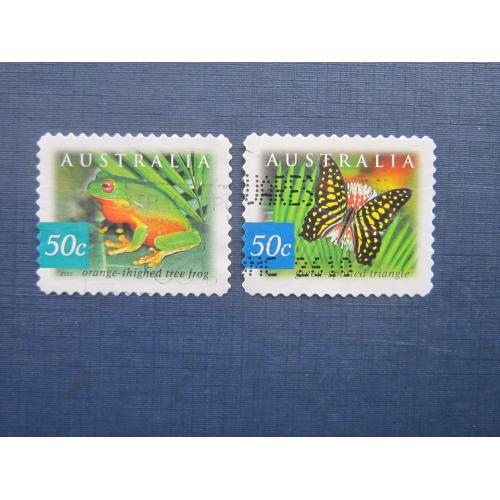 2 марки Австралия 2003 фауна лягушка бабочка гаш