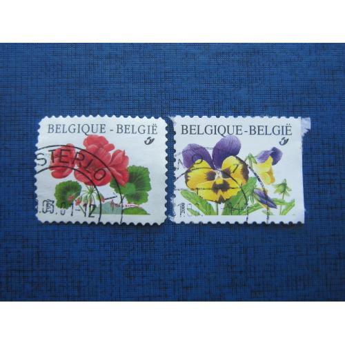2 марки Бельгия 1999-2000 флора цветы гаш