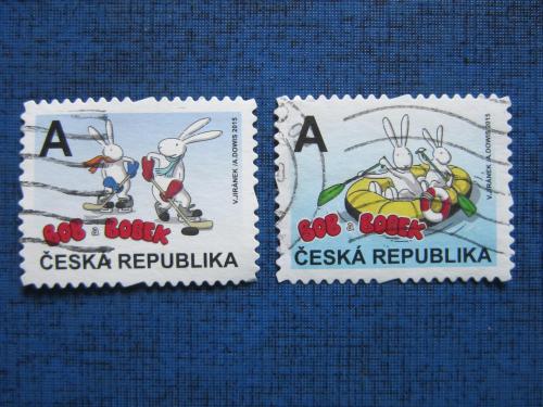 2 марки Чехия 2015 сказки мультфильмы Боб и Бобек гаш