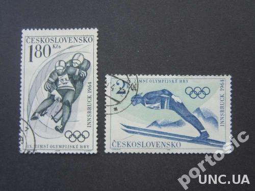 2 марки Чехословакия 1964 олимпиада Инсбрук
