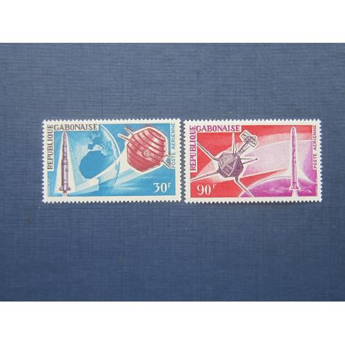 2 марки Габон 1966 космос спутники связь карта MNH