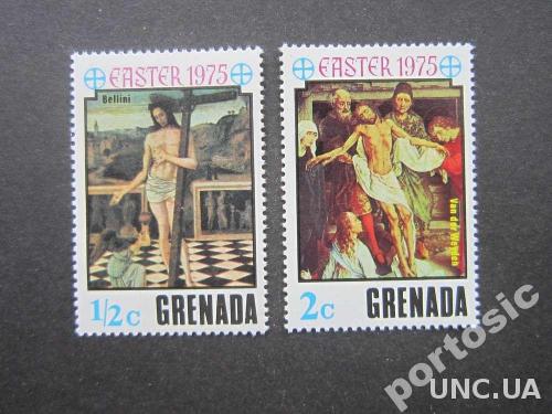 2 марки Гренада 1975 Пасха иконы MNH
