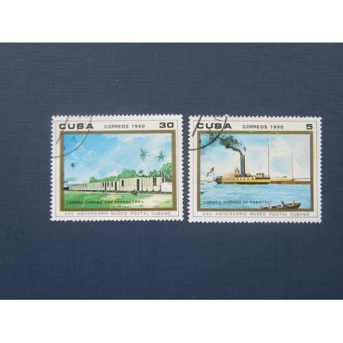 2 марки Куба 1990 почта транспорт корабль гаш