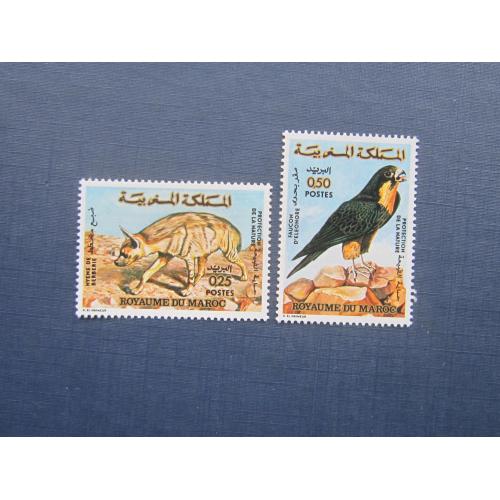 2 марки Марокко 1973 фауна птица ястреб гиена MNH КЦ 4 $