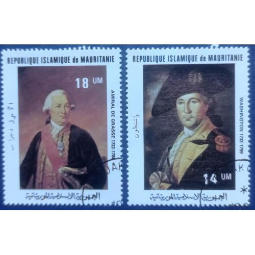 2 марки Мавритания искусство живопись Вашингтон адмирал Грэйс гаш