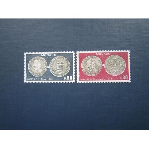 2 марки Монако 1975-1977 средневековая монета на марке MNH