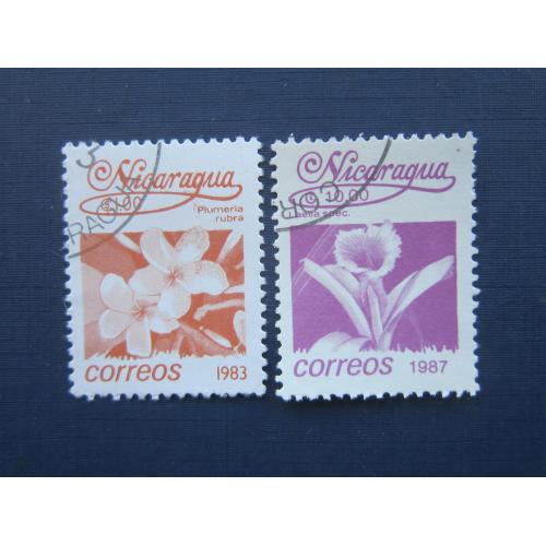 2 марки Никарагуа 1983 1987 флора цветы гаш