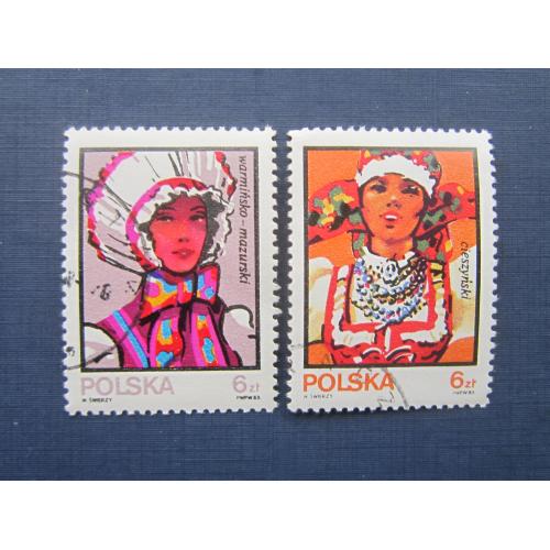 2 марки Польша 1983 этнос народные костюмы женские головные уборы гаш