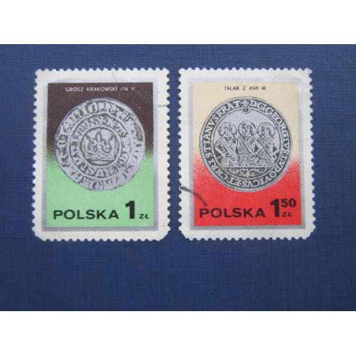 2 марки Польша монеты на марке гаш