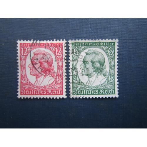 2 марки повна серія Німеччина Рейх 1934 Фрідріх Шиллер гаш