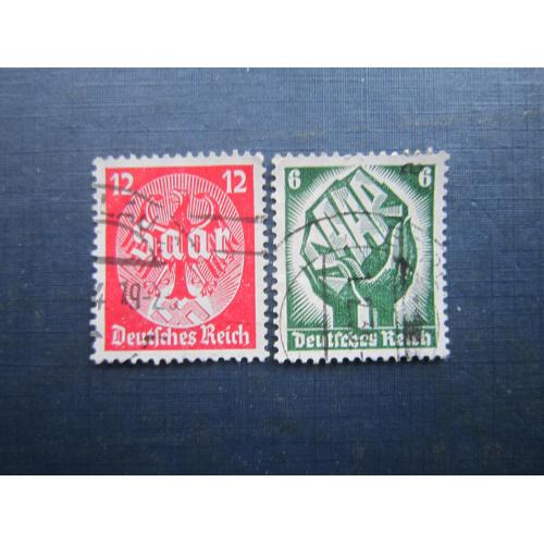 2 марки повна серія Німеччина Рейх 1934 голосування Саар гаш