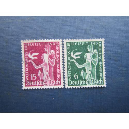 2 марки повна серія Німеччина Рейх 1936 Конгрес з відпочинку та дозвілля гаш