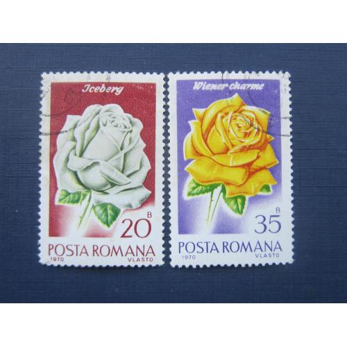 2 марки Румыния 1970 флора цветы розы гаш