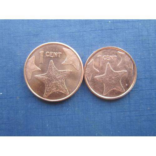 2 монеты 1 цент Багамские острова Багамы 2015 2006 фауна морская звезда разные одним лотом