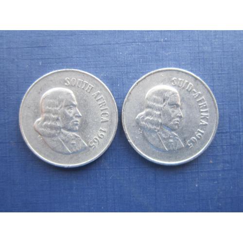 2 монеты 10 центов ЮАР 1965 флора цветок английская и голландская легенда одним лотом