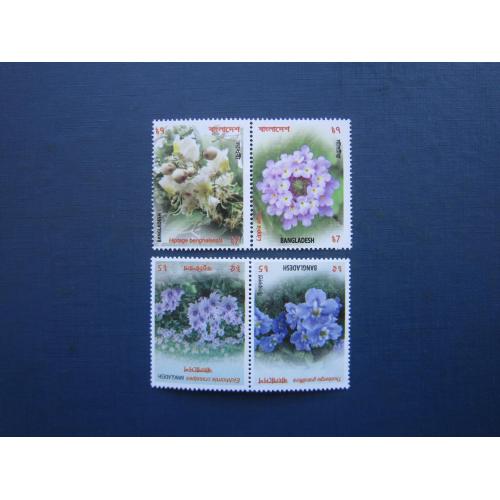 2 пари 4 марки повна серія Бангладеш 2017 флора квіти MNH
