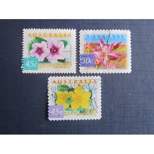 3 марки Австралия 1999-2002 флора цветы гаш
