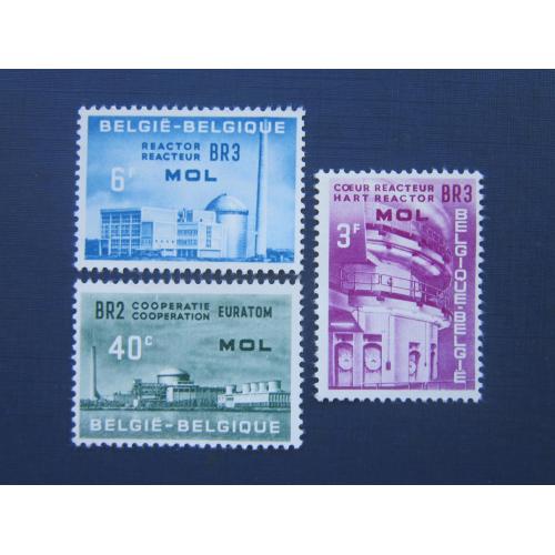 3 марки Бельгия 1961 атомная энергетика MNH