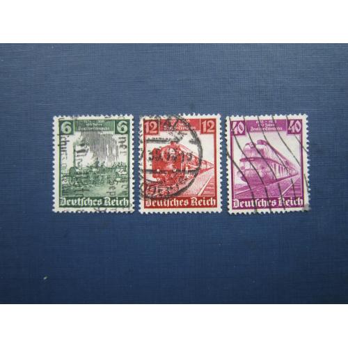 3 марки Германия Третий Рейх 1935 транспорт поезда паровозы гаш КЦ 4.55 $