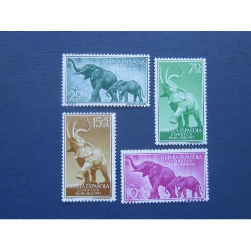 4 марки Гвинея Испанская 1957 фауна слоны слон MNH