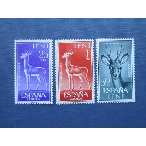 3 марки Ифни (Испанская Африка) 1964 фауна косули олени MNH