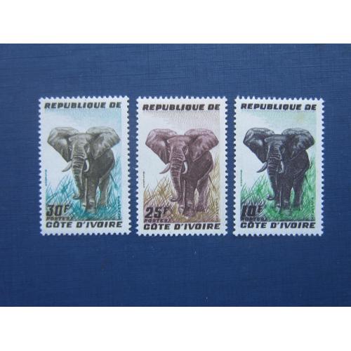 3 марки Кот-де-Ивуар Берег Слоновой Кости 1959 фауна слон MNH