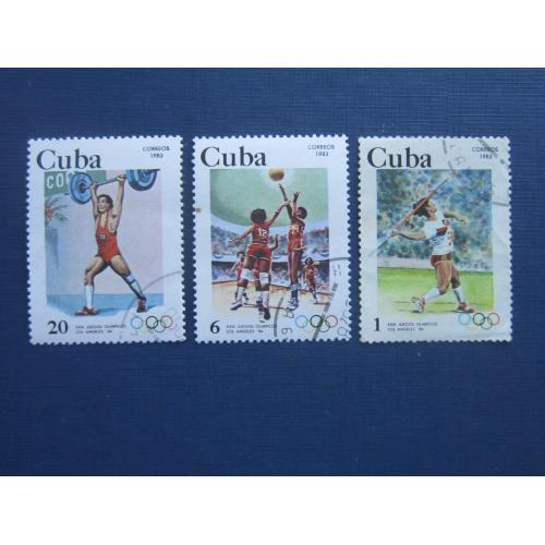 3 марки Куба 1983 спорт олимпиада штанга баскетбол метание копья гаш