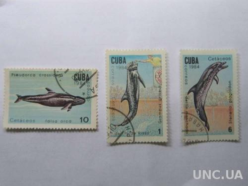 3 марки Куба дельфины 1984
